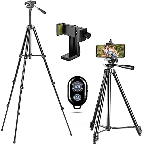  [아마존베스트]Aokiper Mobile Phone Tripod, for Smartphone, with Mobile Phone Holder and Bluetooth Remote Control, Mobile Phone Tripod for iPhone, Samsung, and Cameras