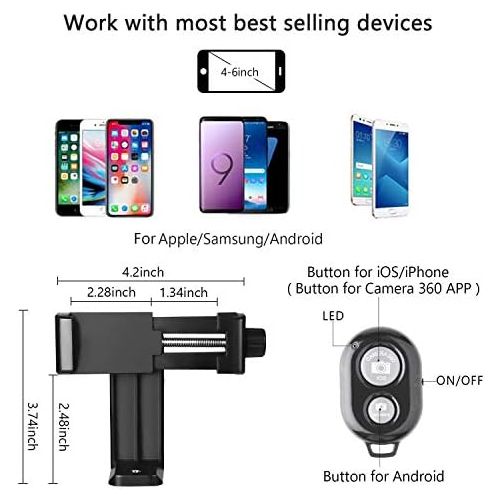  [아마존베스트]Aokiper Mobile Phone Tripod, for Smartphone, with Mobile Phone Holder and Bluetooth Remote Control, Mobile Phone Tripod for iPhone, Samsung, and Cameras