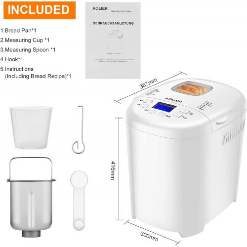  [아마존베스트]Aolier Bread Machines Electric for Homemade Bread | 2 Lb Digital Bread Maker,14-in-1 Stainless Steel Breadmaker with Heat Retention and Timing Function | Bread Machine Included Recipe Boo