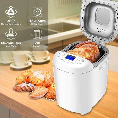  [아마존베스트]Aolier Bread Machines Electric for Homemade Bread | 2 Lb Digital Bread Maker,14-in-1 Stainless Steel Breadmaker with Heat Retention and Timing Function | Bread Machine Included Recipe Boo