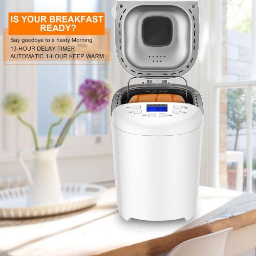  [아마존베스트]Aolier Bread Machines Electric for Homemade Bread | 2 Lb Digital Bread Maker,14-in-1 Stainless Steel Breadmaker with Heat Retention and Timing Function | Bread Machine Included Recipe Boo