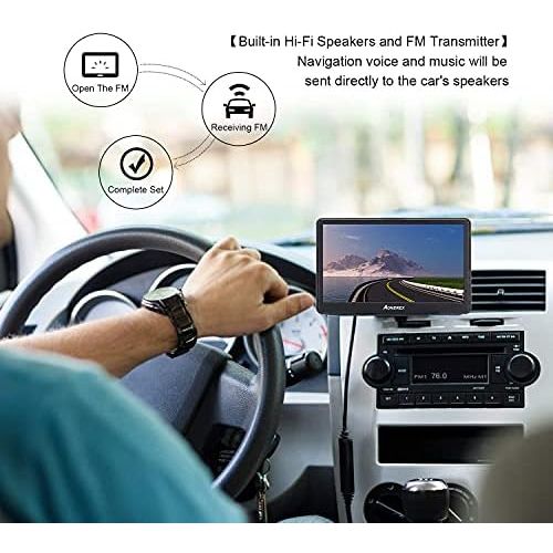  [아마존베스트]Aonerex Bluetooth Navigation for Car Truck Car GPS Navigation Device 7 Inch with Hands-Free Kit Flash Warning POI Voice Guidance Lane Latest Europe 52 Maps Lifetime Free Map Update