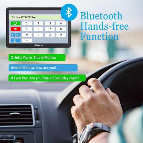  [아마존베스트]Aonerex Bluetooth Navigation for Car Truck Car GPS Navigation Device 7 Inch with Hands-Free Kit Flash Warning POI Voice Guidance Lane Latest Europe 52 Maps Lifetime Free Map Update