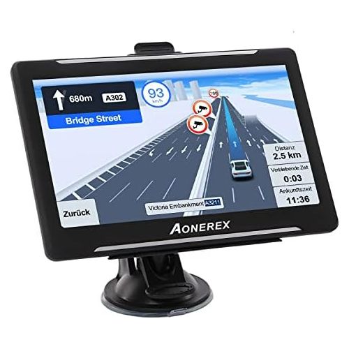  [아마존베스트]Aonerex GPS Navigation for Car Truck Car 7 Inch Navigation Device with Speed Camera Warning POI Voice Guidance Lane Lifetime Free Map Update UK Europe 52 Maps