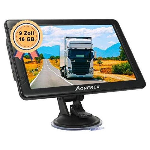  [아마존베스트]Aonerex GPS Navigation for Trucks, 9 Inch Touchscreen Navigation Device for Car 16 GB Navigation with POI Speed Camera Warning Voice Guide Lane Lifetime Free Map Update EU & North