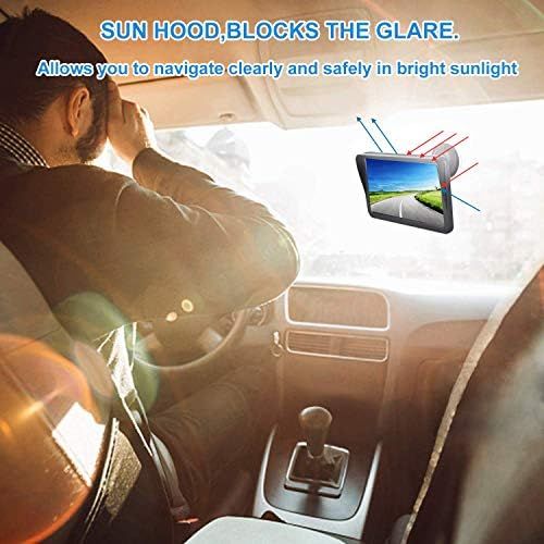  GPS Navigation for Cars and Trucks, Aonerex 9 Inch Navigation Device with Sun Shade, POI Voice Guide, Lane Assistant, Maps of Europe, Lifetime Map Updates