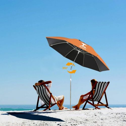  AosKe Portable Sun Shade Umbrella, Inclined, Heat Insulation, Resistance to 100% Harmful Sunlight, Commonly Used in Patio, Beach, Fishing Essential - Orange