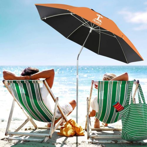  AosKe Portable Sun Shade Umbrella, Inclined, Heat Insulation, Resistance to 100% Harmful Sunlight, Commonly Used in Patio, Beach, Fishing Essential - Orange