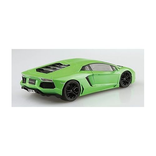  Aoshima Bunka Kyozai 01-C 1/24 Pre-Painted Model Series 2011 Lamborghini Aventador Green, Painted Plastic Model