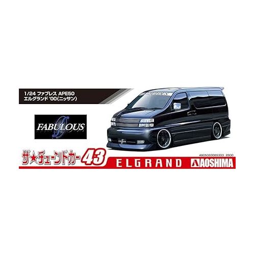  Aoshima Bunka Kyozai 1/24 The Tune Car Series No. 43 Nissan Fabless APE50 Elgrand 2000 Plastic Model, Molded Color