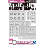 Aoshima 58190 Truck Series Parts 1/32 Scale Kit 3 ISO10 Hole 22.5-inch Iron Wheel & Marker Lamp Set (for High-Floor)