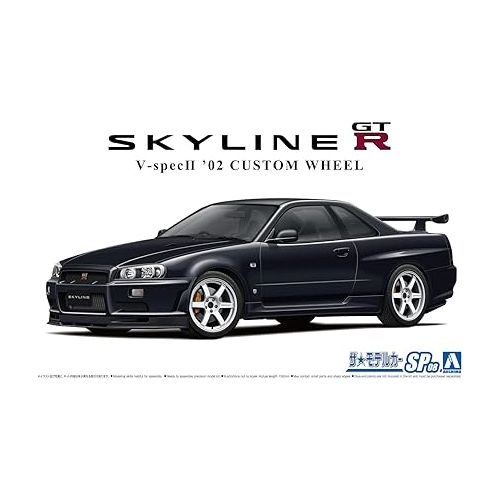  Aoshima Nissan BNR34 Skyline GT-R V-Spec II '02 Custom Wheel 1:24 Scale Model Kit