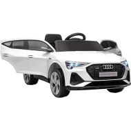 Aosom 12V Kids Electric Ride On Car, Audi E-tron, Battery Powered Toy with Parent Remote Control, Suspension System, Auxiliary Wheels, LED Lights, Music and Horn, MP3 Player, White