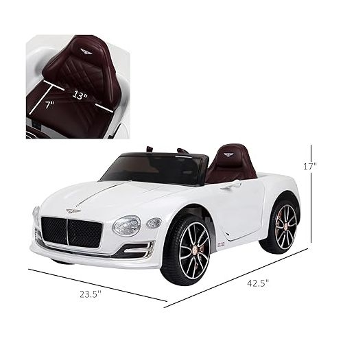  Aosom Licensed Bentley EXP12 Kids Electric Car with Parent Remote Control, 12V Ride on Car with Butterfly Doors, Startup Sound, Suspension, MP3 Player, Songs, Horn, Lights, White