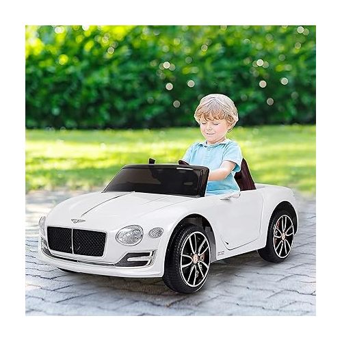  Aosom Licensed Bentley EXP12 Kids Electric Car with Parent Remote Control, 12V Ride on Car with Butterfly Doors, Startup Sound, Suspension, MP3 Player, Songs, Horn, Lights, White