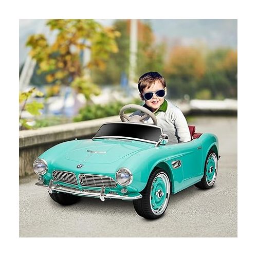  Aosom Licensed BMW Kid Electric Ride On Car, 12V Battery Powered Electric Car for Kids with 3 Speeds Remote Control, Easy Transport, Suspension System, Lights, Horn, MP3, Green