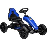 Aosom Kids Pedal Go Kart, Outdoor Ride on Toys with Swing Axle, Adjustable Seat, Handbrake, 4 Shock-Absorbing Wheels, Gift for Boys and Girls Aged 3-8 Years Old, Blue