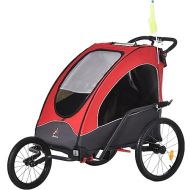Aosom Bike Trailer for Kids 3 In1 Foldable Child Jogger Stroller Baby Stroller Transport Carrier with Shock Absorber System Rubber Tires Adjustable Handlebar Kid Bicycle Trailer