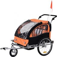 Aosom Elite 360 Swivel Bike Trailer for Kids Double Child Two-Wheel Bicycle Cargo Trailer with 2 Security Harnesses