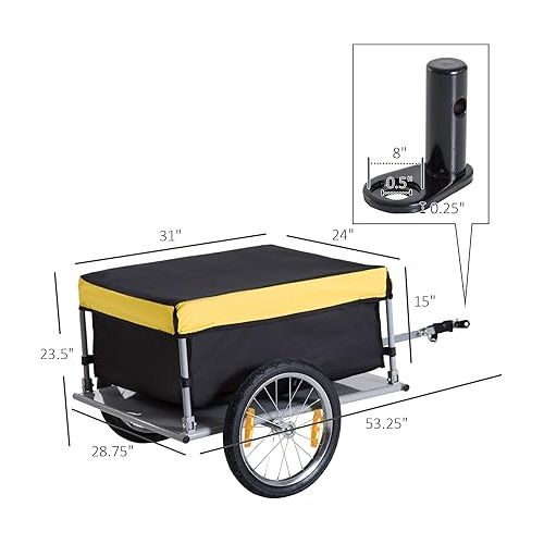  Aosom Bicycle Cargo Trailer, Two-Wheel Bike Luggage Wagon Trailer with Removable Cover