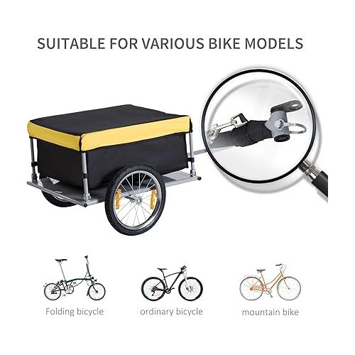  Aosom Bicycle Cargo Trailer, Two-Wheel Bike Luggage Wagon Trailer with Removable Cover