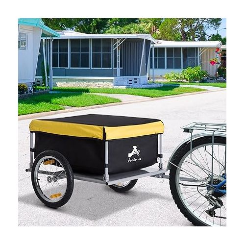  Aosom Bicycle Cargo Trailer, Two-Wheel Bike Luggage Wagon Trailer with Removable Cover