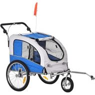 Aosom Dog Bike Trailer 2-in-1 Pet Stroller with Canopy and Storage Pockets