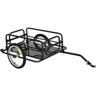 Aosom Wanderer Folding Bicycle Bike Cargo Storage Cart and Luggage Trailer with Hitch - Black