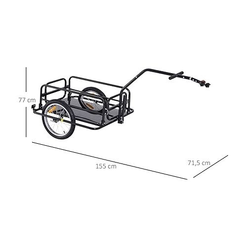  Aosom Bike Cargo Trailer, Bicycle Trailer, Heavy-Duty Bike Wagon Cart, Foldable Compact Storage, with Universal Hitch, 16