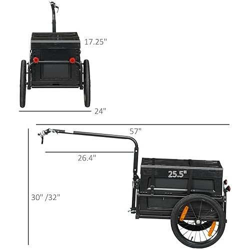  Aosom Bike Cargo Trailer, Bicycle Trailer Wagon Cart with Removable Storage Box, Quick Release 16