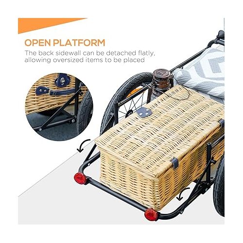  Aosom Bike Cargo Trailer, Bicycle Trailer Wagon Cart with Removable Storage Box, Quick Release 16