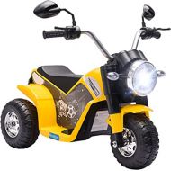 Aosom Electric Motorcycle for Kids, 6V Battery Powered Ride-On Dirt Bike 3-Wheels Motorbike with Horn Headlights Realistic Sounds Speed for 18-36 Months Yellow