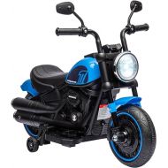 Aosom Kids Motorcycle with Training Wheels, 6V Ride-on Toy for Ages 18-48 Months with Multiple Speeds, Battery-Operated Motorbike for Kids with Single-Button Start, Headlight, Blue