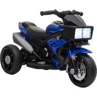 Aosom 6V Kids Motorcycle Toddler Ride-on Toy, High-Traction Battery-Operated Mini Electric Motorbike with Forward/Reverse Switch, Music, Headlights, Horn, Blue