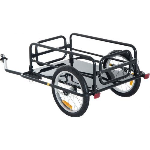  [아마존베스트]Aosom Wanderer Folding Bicycle Bike Cargo Storage Cart and Luggage Trailer with Hitch - Black