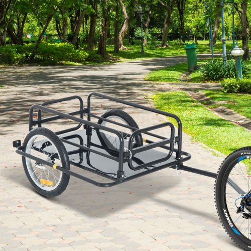  [아마존베스트]Aosom Wanderer Folding Bicycle Bike Cargo Storage Cart and Luggage Trailer with Hitch - Black