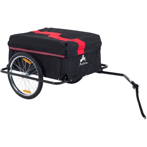  Aosom Bicycle Cargo Trailer, Two-Wheel Bike Luggage Wagon Trailer with Removable Cover, Red