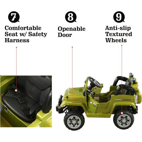  Aosom 12V Kids Battery Powered Off Road Truck with Remote Control - Green