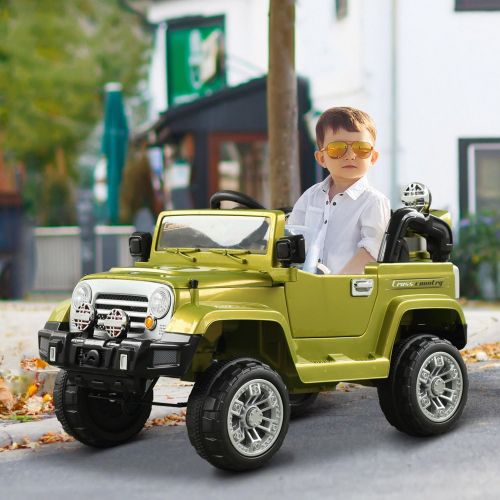  Aosom 12V Kids Battery Powered Off Road Truck with Remote Control - Green