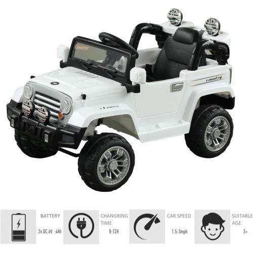  Aosom 12V Kids Electric Battery Powered Ride On Toy Off Road Car Truck w Remote Control - White