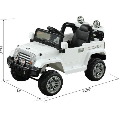  Aosom 12V Kids Electric Battery Powered Ride On Toy Off Road Car Truck w Remote Control - White