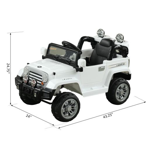  Aosom 12V Kids Electric Battery Powered Ride On Toy Off Road Car Truck w Remote Control - White