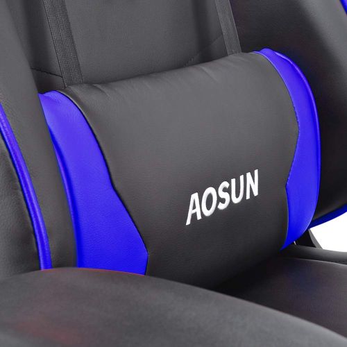  Aosun Racing Gaming Chair with Footrest PU Leather Video Game Chairs Height Adjustable Office Swivel Chair High Back Ergonomic PC Chair with Headrest and Lumbar Support Tilt E-Spor