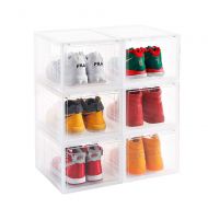AotengStar Storage Shoes Box Womens Mens Shoe Storage Box Plastic Foldable Stackable Shoe Container Clear Closet Shelf Shoe Organizer-3 Pack
