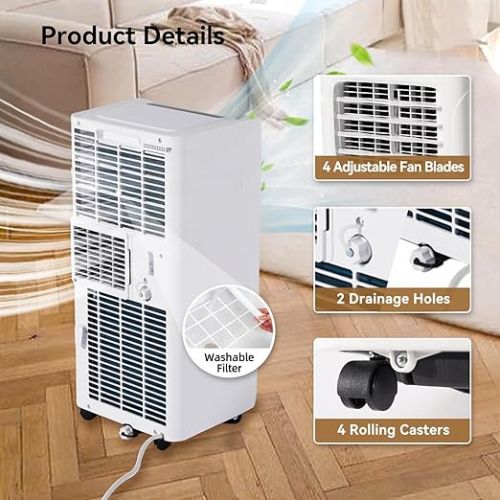  Aoxun 9700BTU Portable Air Conditioner Cools up to 300 Sq.ft, 4-IN-1 Portable AC Unit with Cooling, Dehumidifier, Fan, 24H Timer (Window Venting Kit Included)