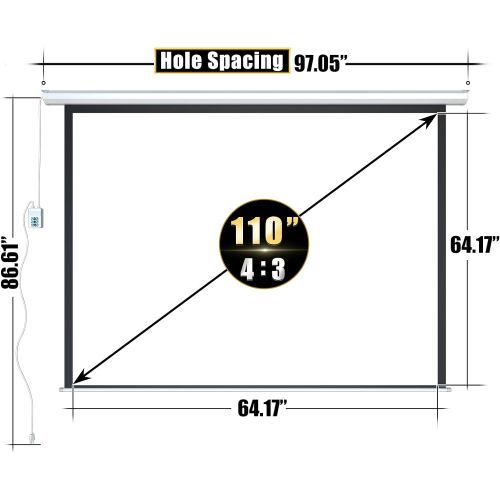  Aoxun 110 Motorized Projector Screen - Indoor and Outdoor Movies Screen 110 inch Electric 4:3 Projector Screen W/Remote Control