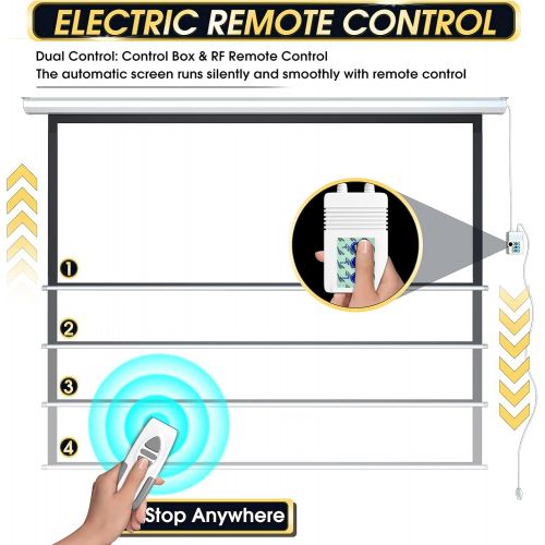  Aoxun 110 Motorized Projector Screen - Indoor and Outdoor Movies Screen 110 inch Electric 4:3 Projector Screen W/Remote Control