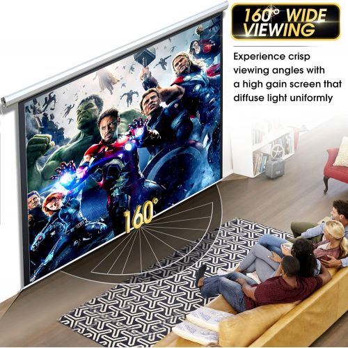  Aoxun 110 Motorized Projector Screen - Indoor and Outdoor Movies Screen 110 inch Electric 4:3 Projector Screen W/Remote Control