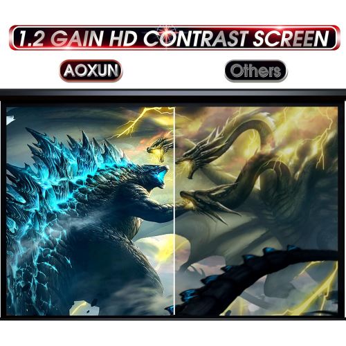  Aoxun 100 Motorized Projector Screen - Indoor and Outdoor Movies Screen 100 inch Electric 16:9 Projector Screen W/Remote Control