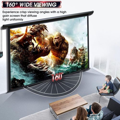  Aoxun 100 Motorized Projector Screen - Indoor and Outdoor Movies Screen 100 inch Electric 16:9 Projector Screen W/Remote Control